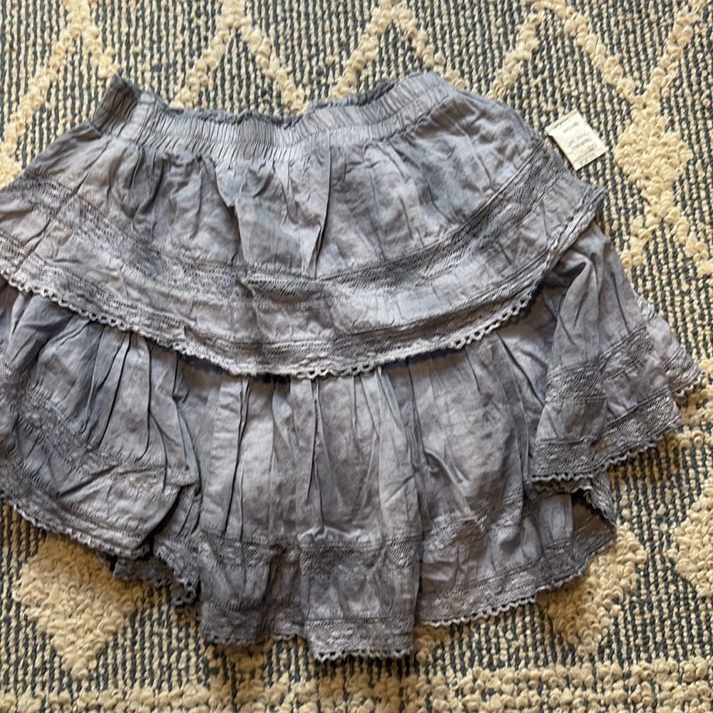 love shack fancy blue ruffle skirt